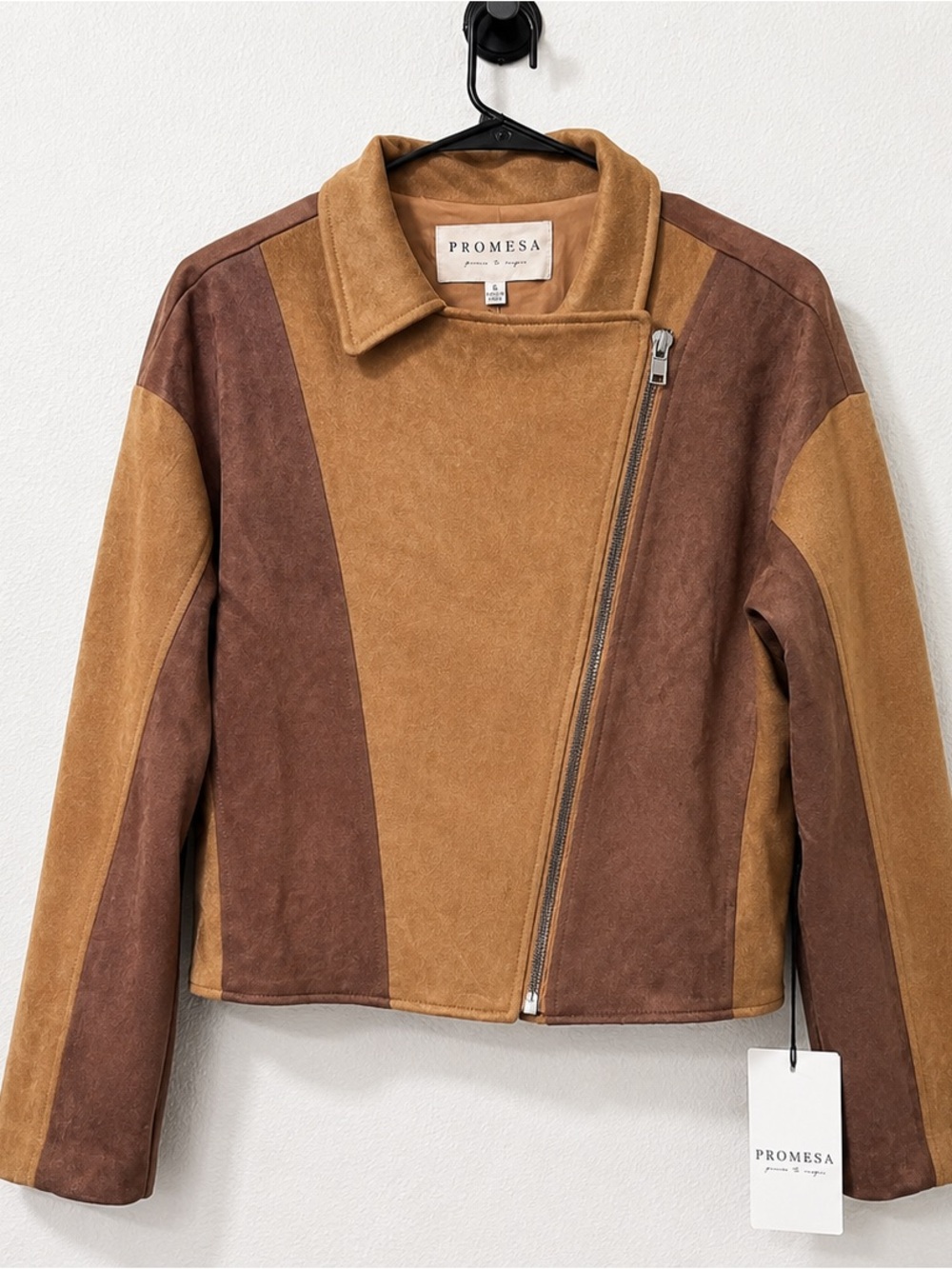 Promesa Two-Tone Tan and Brown Moto Jacket